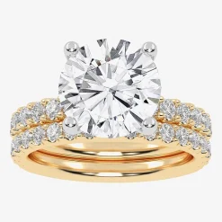 Signature By Modern Bride (G / Vs2-Si1) Womens 4 CT. T.W. Lab Grown White Diamond 14K Gold Round Side Stone Bridal Set