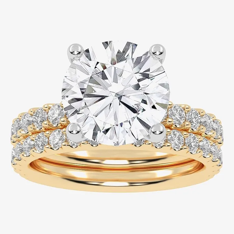 Signature By Modern Bride (G / Vs2-Si1) Womens 4 CT. T.W. Lab Grown White Diamond 14K Gold Round Side Stone Bridal Set