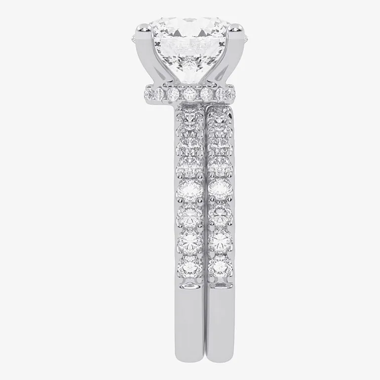 Signature By Modern Bride (G / Vs2-Si1) Womens 4 CT. T.W. Lab Grown White Diamond 14K Gold Round Side Stone Bridal Set