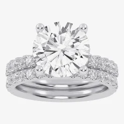 Signature By Modern Bride (G / Vs2-Si1) Womens 4 CT. T.W. Lab Grown White Diamond 14K Gold Round Side Stone Bridal Set