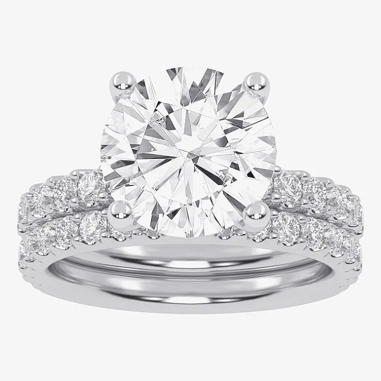 Signature By Modern Bride (G / Vs2-Si1) Womens 4 CT. T.W. Lab Grown White Diamond 14K Gold Round Side Stone Bridal Set