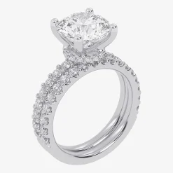 Signature By Modern Bride (G / Vs2-Si1) Womens 4 CT. T.W. Lab Grown White Diamond 14K Gold Round Side Stone Bridal Set