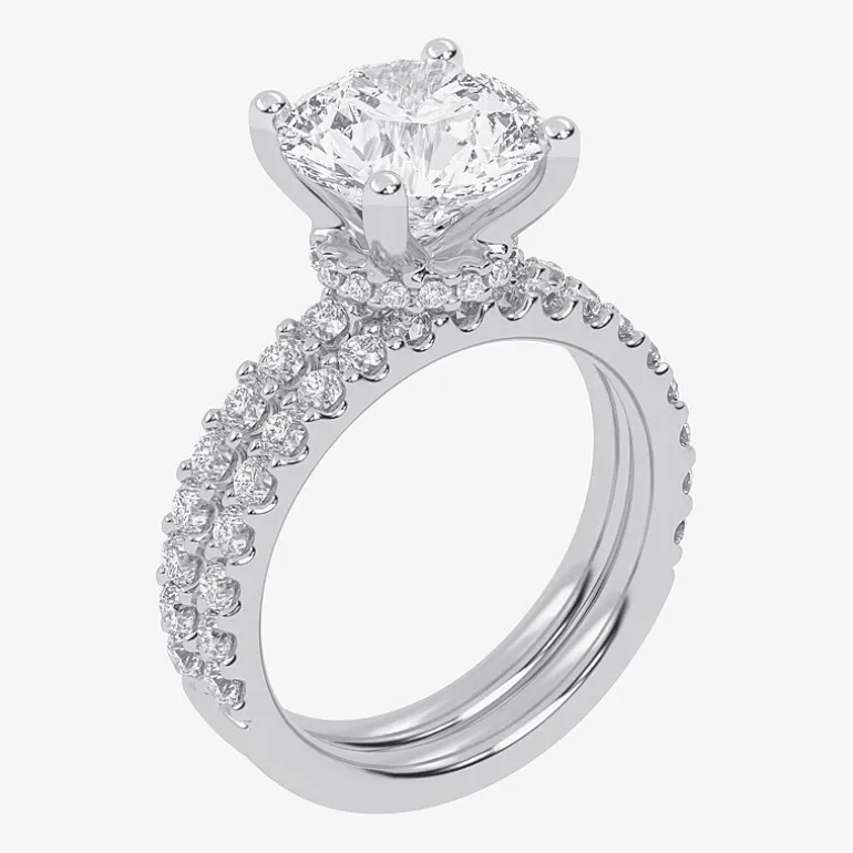 Signature By Modern Bride (G / Vs2-Si1) Womens 4 CT. T.W. Lab Grown White Diamond 14K Gold Round Side Stone Bridal Set