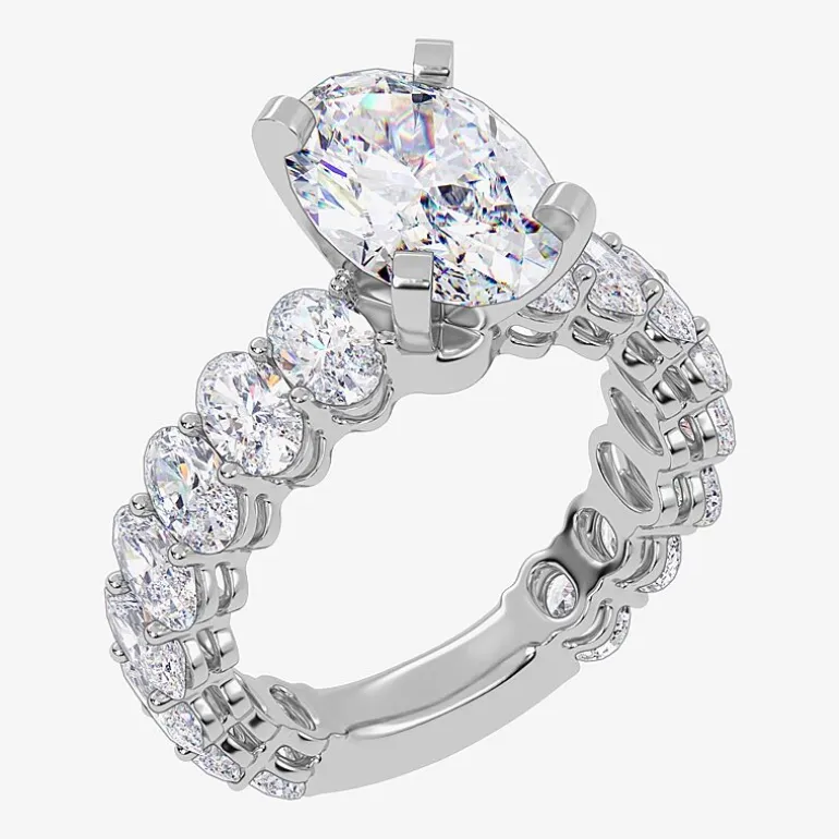 Signature By Modern Bride (G / Vs2-Si1) Womens 5 CT. T.W. Lab Grown White Diamond 14K Gold Oval Side Stone Engagement Ring
