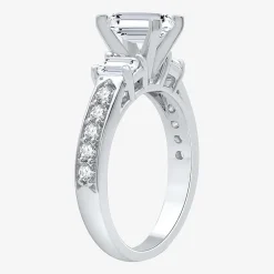 Signature By Modern Bride (H-I / Si1-Si2) Womens 2 CT. T.W. Lab Grown White Diamond 10K Gold Side Stone 3-Stone Engagement Ring