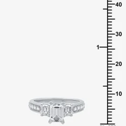 Signature By Modern Bride (H-I / Si1-Si2) Womens 2 CT. T.W. Lab Grown White Diamond 10K Gold Side Stone 3-Stone Engagement Ring