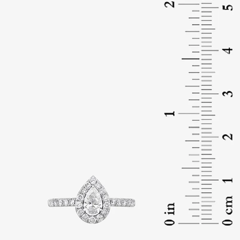 Signature By Modern Bride (H-I / Si2) Womens 1 CT. T.W. Lab Grown White Diamond 10K Gold Pear Side Stone Halo Engagement Ring