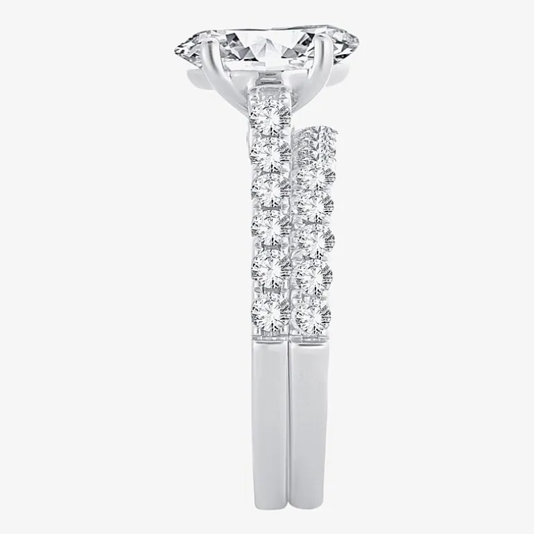 Signature By Modern Bride (H-I / Si1-Si2) Womens 2 CT. T.W. Lab Grown White Diamond 14K Gold Oval Bridal Set