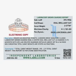 Signature By Modern Bride (H-I / Si1-Si2) Womens 2 CT. T.W. Lab Grown White Diamond 14K Gold Oval Bridal Set