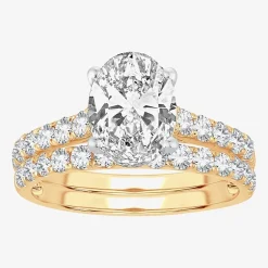 Signature By Modern Bride (H-I / Si1-Si2) Womens 2 CT. T.W. Lab Grown White Diamond 14K Gold Oval Bridal Set