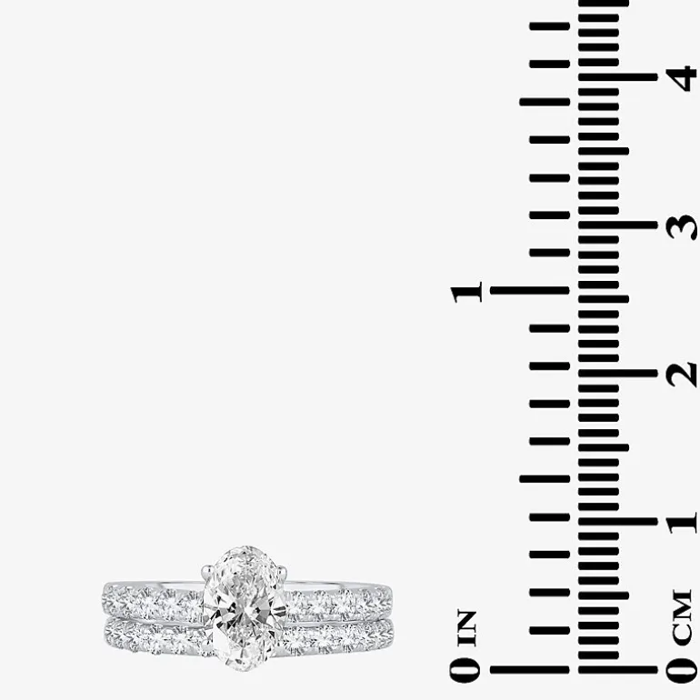 Signature By Modern Bride (H-I / Si1-Si2) Womens 2 CT. T.W. Lab Grown White Diamond 14K Gold Oval Bridal Set