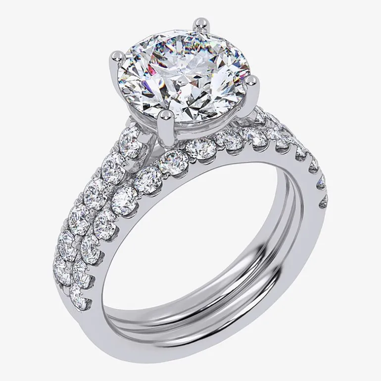 Signature By Modern Bride (H-I / Si1-Si2) Womens 2 CT. T.W. Lab Grown White Diamond 14K Gold Round Bridal Set