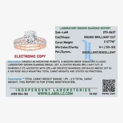 Signature By Modern Bride (H-I / Si1-Si2) Womens 2 CT. T.W. Lab Grown White Diamond 14K Gold Round Bridal Set