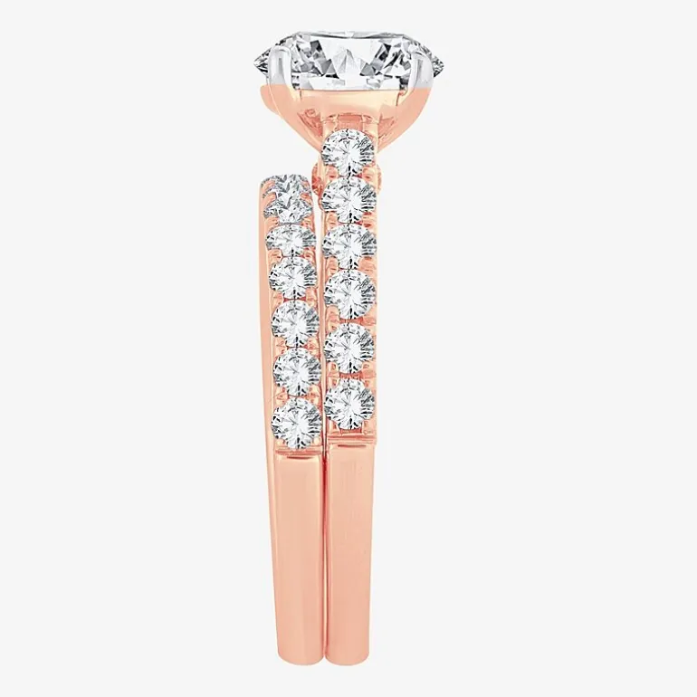Signature By Modern Bride (H-I / Si1-Si2) Womens 2 CT. T.W. Lab Grown White Diamond 14K Gold Round Bridal Set