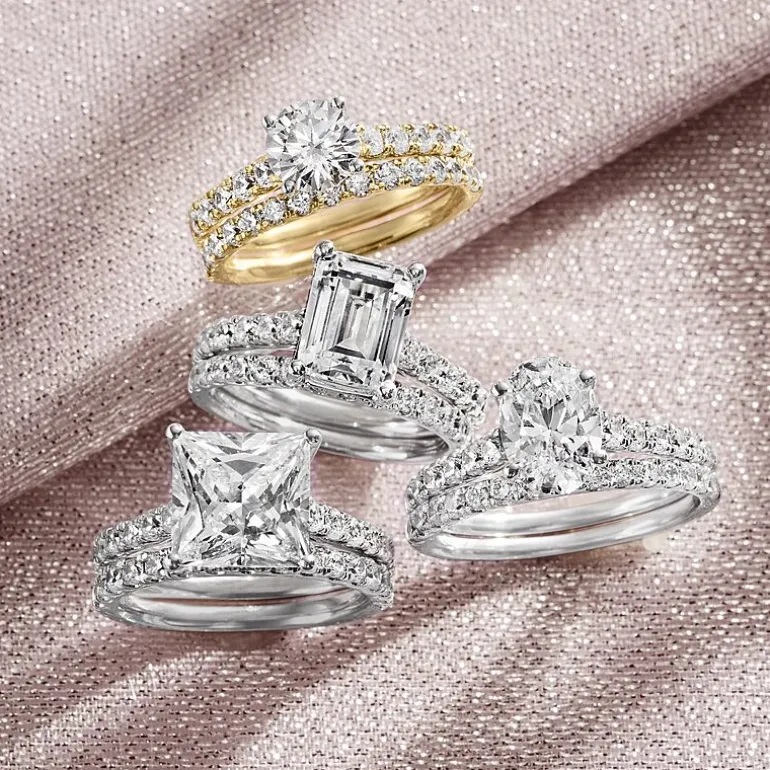 Signature By Modern Bride (H-I / Si1-Si2) Womens 2 CT. T.W. Lab Grown White Diamond 14K Gold Round Bridal Set