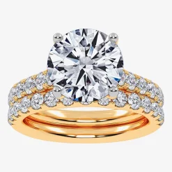 Signature By Modern Bride (H-I / Si1-Si2) Womens 2 CT. T.W. Lab Grown White Diamond 14K Gold Round Bridal Set