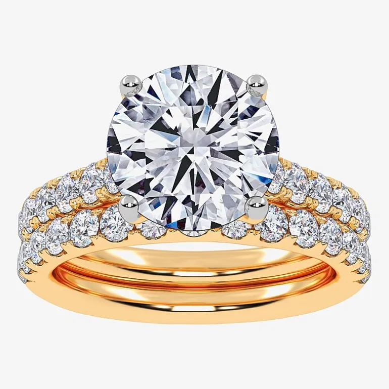 Signature By Modern Bride (H-I / Si1-Si2) Womens 2 CT. T.W. Lab Grown White Diamond 14K Gold Round Bridal Set