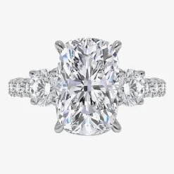 Signature By Modern Bride (I / Si2) Womens 6 3/8 Ct. T.W. Lab Grown White Diamond 14K Gold Cushion Side Stone Engagement Ring