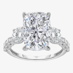 Signature By Modern Bride (I / Si2) Womens 6 3/8 Ct. T.W. Lab Grown White Diamond 14K Gold Cushion Side Stone Engagement Ring