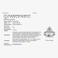 Signature By Modern Bride Womens 2 CT. T.W. Lab Grown White Diamond 10K or 14K Gold Pear Side Stone Bridal Set