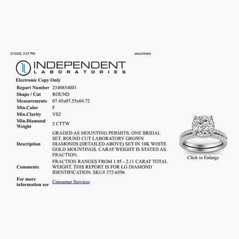 Signature By Modern Bride Womens 2 CT. T.W. Lab Grown White Diamond 10K White Gold Round Side Stone Halo Bridal Set