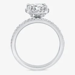 Signature By Modern Bride Womens 2 CT. T.W. Lab Grown White Diamond 10K White Gold Round Side Stone Halo Bridal Set