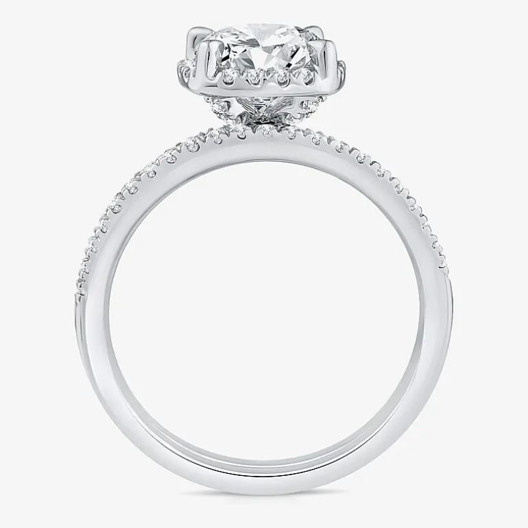 Signature By Modern Bride Womens 2 CT. T.W. Lab Grown White Diamond 10K White Gold Round Side Stone Halo Bridal Set