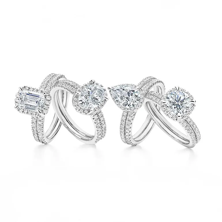 Signature By Modern Bride Womens 2 CT. T.W. Lab Grown White Diamond 10K White Gold Round Side Stone Halo Bridal Set