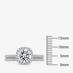 Signature By Modern Bride Womens 2 CT. T.W. Lab Grown White Diamond 10K White Gold Round Side Stone Halo Bridal Set