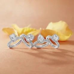 Signature By Modern Bride Womens 2 CT. T.W. Lab Grown White Diamond 10K White Gold Round Side Stone Halo Bridal Set