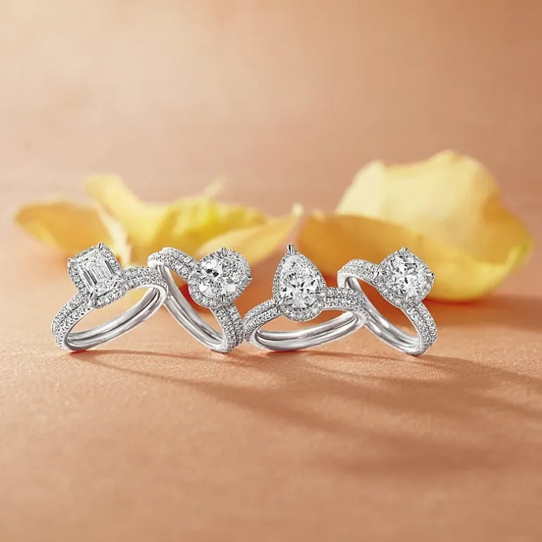 Signature By Modern Bride Womens 2 CT. T.W. Lab Grown White Diamond 10K White Gold Round Side Stone Halo Bridal Set