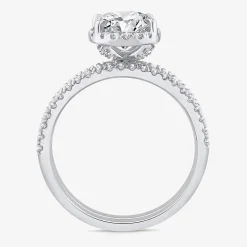 Signature By Modern Bride Womens 2 CT. T.W. Lab Grown White Diamond 10K or 14K Gold Oval Side Stone Bridal Set