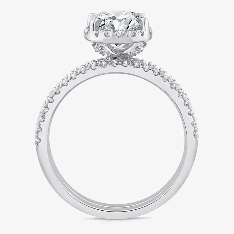 Signature By Modern Bride Womens 2 CT. T.W. Lab Grown White Diamond 10K or 14K Gold Oval Side Stone Bridal Set