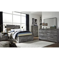 Signature Design by Ashley Baystorm Panel Bed with 6 Storage Drawers in Dark Gray