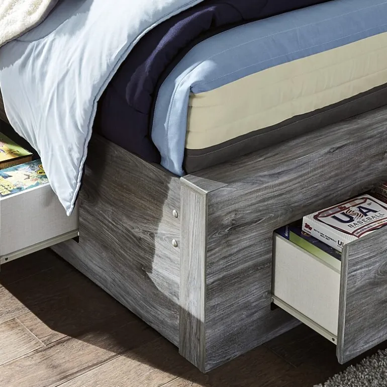 Signature Design by Ashley Baystorm Panel Bed with 6 Storage Drawers in Dark Gray