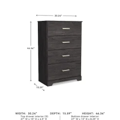 Signature Design by Ashley Belachime 4-Drawer Chest of Drawers in Charcoal