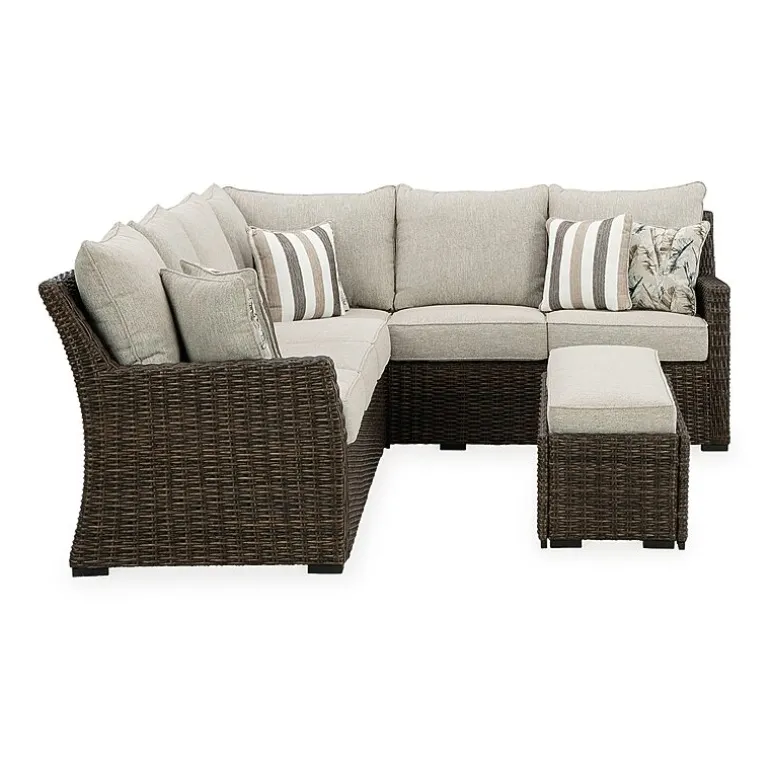 Signature Design by Ashley® Brook Ranch 3-pc. Outdoor Sofa Sectional and Bench with Cushions