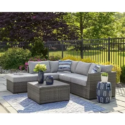 Signature Design by Ashley® Petal Road 4-pc. Outdoor Loveseat Sectional Ottoman Table Set