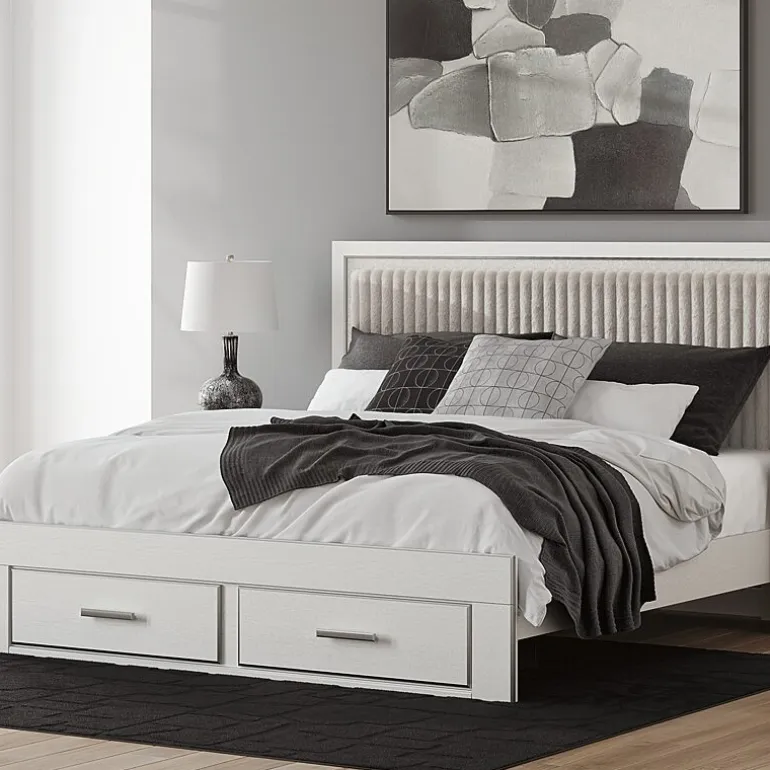 Signature Design by Ashley Rogers Upholstered Panel Platform Storage Bed
