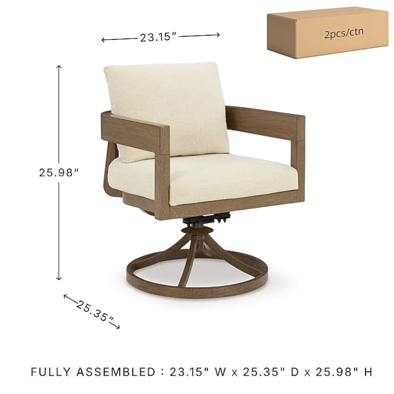 Signature Design by Ashley Severn Outdoor Swivel Dining Chair with Cushion (Set of 2)