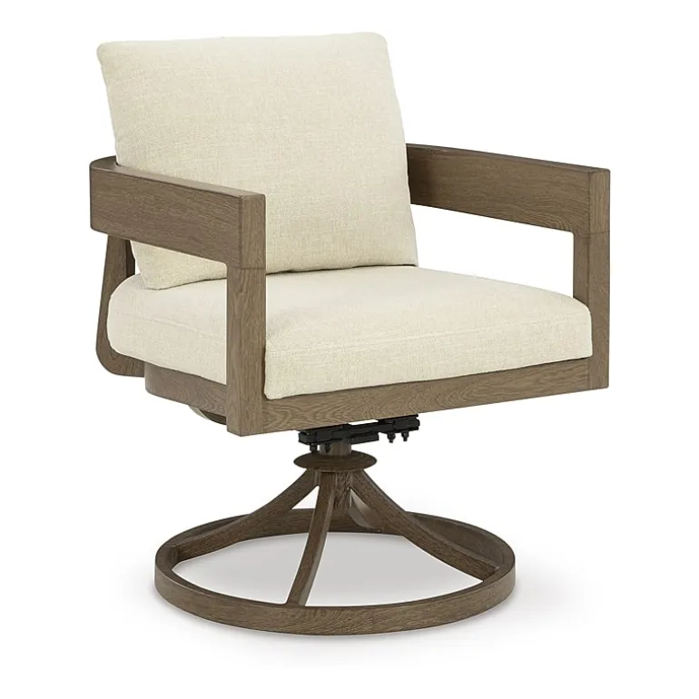Signature Design by Ashley Severn Outdoor Swivel Dining Chair with Cushion (Set of 2)