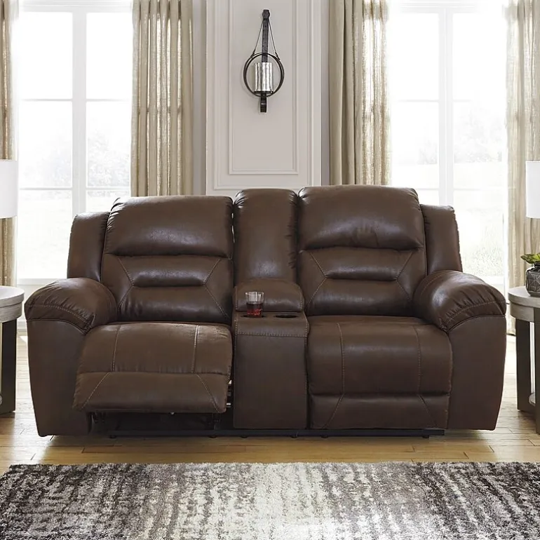Signature Design by Ashley® Stoneland Manual Reclining Loveseat with Console