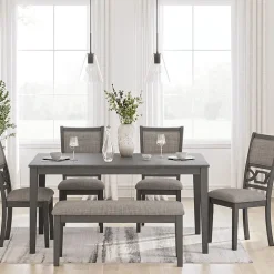 Signature Design by Ashley Wright Dining Table and 4 Chairs and Bench