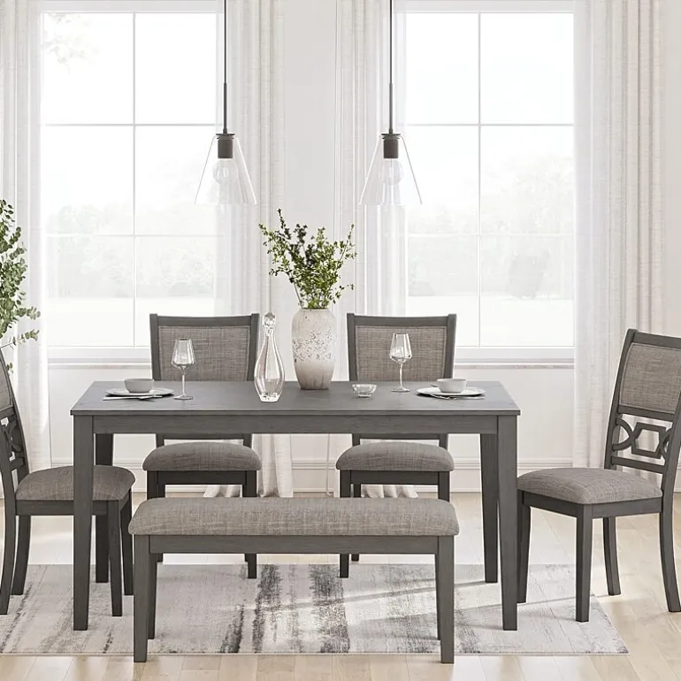 Signature Design by Ashley Wright Dining Table and 4 Chairs and Bench