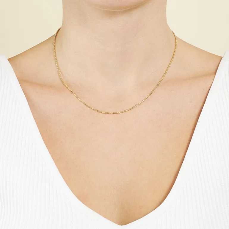 Silver Reflections 24K Gold Over Brass 18 Inch Bead Chain Necklace