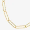 Silver Reflections Textured 14K Gold Over Brass 18- 24" Paperclip Chain Necklace