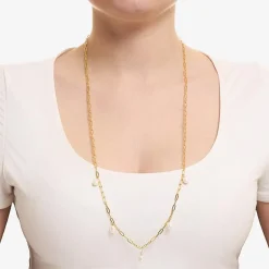 Silver Reflections Womens 14K Gold Over Brass 30 Inch Link Chain Necklace