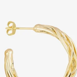 Silver Reflections Womens 14K Gold Over Brass 30mm Hoop Earrings