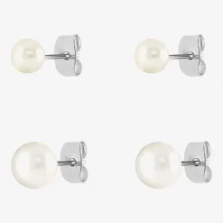 Silver Reflections Womens 2 Pair Earring Set