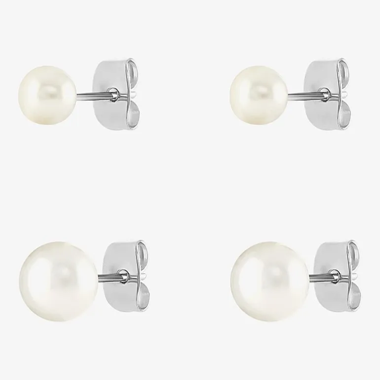 Silver Reflections Womens 2 Pair Earring Set